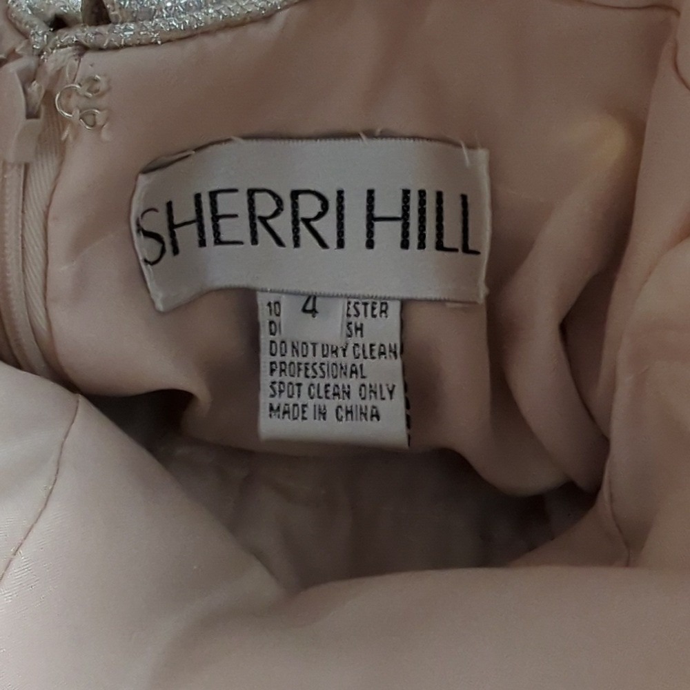 Sherri Hill Strapless Metallic Corset Fit & Flare Dress Silver Shimmer Size 4 - Picture 5 of 5